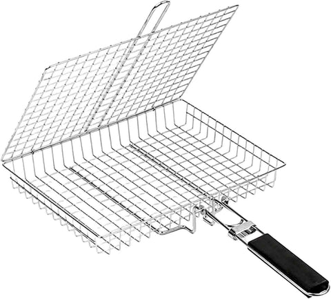 Grill Basket Large Portable Folding BBQ Camping Grilling Rack for Fish, Vegetables, Shrimp, Barbeque Griller Cooking Accessories, Grilling Gifts In Australia - Darrahopens