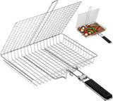 Grill Basket Large Portable Folding BBQ Camping Grilling Rack for Fish, Vegetables, Shrimp, Barbeque Griller Cooking Accessories, Grilling Gifts In Australia - Darrahopens