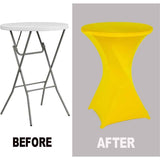 60*110cm Cocktail Spandex Stretch Round Tablecloth Table Cover for Wedding Party Decoration (Yellow) In Australia - Darrahopens
