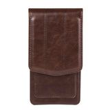 Cell Phone Waist Holster with Clip Leather,Travel Sport Mobile Phone Belt Pouch Purse Men Card Holder Waist Wallet Belt Loop Pocket with Carabiner Hook Bumbag（dark brown 6.5in） In Australia - Darrahopens