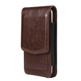 Cell Phone Waist Holster with Clip Leather,Travel Sport Mobile Phone Belt Pouch Purse Men Card Holder Waist Wallet Belt Loop Pocket with Carabiner Hook Bumbag（dark brown 6.5in） In Australia - Darrahopens