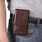 Cell Phone Waist Holster with Clip Leather,Travel Sport Mobile Phone Belt Pouch Purse Men Card Holder Waist Wallet Belt Loop Pocket with Carabiner Hook Bumbag（dark brown 6.5in） In Australia - Darrahopens