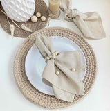 Handmade Napkin Ring with Wood Beads & Jute Twine - Affordable Rustic Wooden Napkin Ring Holder for Table Decoration | Boho Style Farmhouse Napkin Rings | Napkin Rings Set of 6 In Australia - Darrahopens