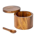 Acacia wood salt jar, solid wood seasoning box, wooden pepper box, kitchen seasoning bottle, salt box, storage seasoning jar(One layer single grid style) In Australia - Darrahopens