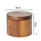 Acacia wood salt jar, solid wood seasoning box, wooden pepper box, kitchen seasoning bottle, salt box, storage seasoning jar(One layer single grid style) In Australia - Darrahopens