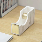 Gold Tape Dispenser | Acrylic Desktop Tape Cutter with Smooth Blade & Weighted Non-Slip Base | Fits Standard & Large Rolls | Cute Desk Accessory for Office & Home (Marble Gold) In Australia - Darrahopens