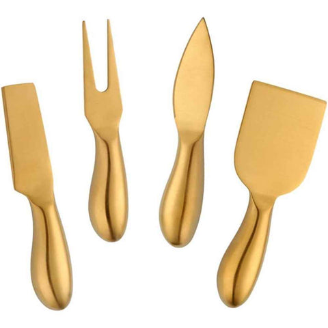 4 Pieces Stainless Steel Cheese Knives Set, Knife Fork Slicer Butter Knife Set for Charcuterie and Cheese Spread Kitchen Cooking Christmas Gift for Women (Gold) In Australia - Darrahopens