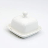 Rectangle Butter Dish with Lid, White  Domed Cheese Dish with Handle Individual Serving Mini Butter Tray, Cute Ceramic Dessert Serving Bowl for Table, Countertop, Refrigerator