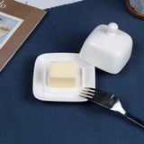 Rectangle Butter Dish with Lid, White  Domed Cheese Dish with Handle Individual Serving Mini Butter Tray, Cute Ceramic Dessert Serving Bowl for Table, Countertop, Refrigerator In Australia - Darrahopens