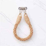 2pcs Rope towel ring, toilet paper holder self-adhesive hook retro home decoration curtain tie rope holder bathroom decoration Bohemian farmhouse (khaki) In Australia - Darrahopens