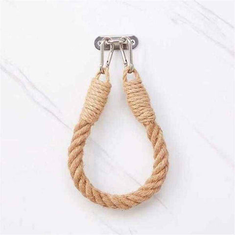 2pcs Rope towel ring, toilet paper holder self-adhesive hook retro home decoration curtain tie rope holder bathroom decoration Bohemian farmhouse (khaki) In Australia - Darrahopens