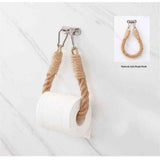 2pcs Rope towel ring, toilet paper holder self-adhesive hook retro home decoration curtain tie rope holder bathroom decoration Bohemian farmhouse (khaki) In Australia - Darrahopens