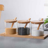 Condiment Containers with lids 3 pack Seasoning Box Condiment Pots Jars with Spoons Container for Spice Salt Sugar Cruet In Australia - Darrahopens