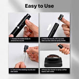 Coffee Bean Dosing Cup and Spray Bottle Kit - Ceramic Single Dosing Tray, Static Reducing Spray (Black) In Australia - Darrahopens