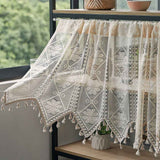 Retro  Curtain Valance for Kitchen  Boho Curtain Tiers for Coffee Decor Rod Pocket Farmhouse Short Curtains for Room Divider （beige150*60cm） In Australia - Darrahopens