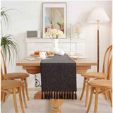 Tassel Table Runner, Linen Blend Rustic Farmhouse Style Kitchen Table Decoration Holiday Wedding Party Dinning Decor 33*143cm Black In Australia - Darrahopens