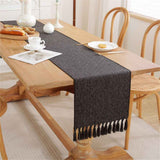 Tassel Table Runner, Linen Blend Rustic Farmhouse Style Kitchen Table Decoration Holiday Wedding Party Dinning Decor 33*143cm Black In Australia - Darrahopens