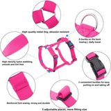 Explosion-Proof No-Pull H-Shaped Dog Harness Adjustable Nylon Chest Back Harness for Medium Large Dogs Escape-Proof Reflective Safe Walking（Rose red M） In Australia - Darrahopens