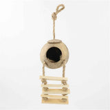 Hamster Coconut Cave Hide with Ladder, Reptile Coco Shell Hut Hideout, Gerbils Mice Small Animals House Pet Cage Habitat Decor In Australia - Darrahopens