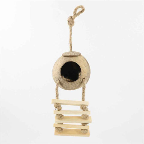 Hamster Coconut Cave Hide with Ladder, Reptile Coco Shell Hut Hideout, Gerbils Mice Small Animals House Pet Cage Habitat Decor In Australia - Darrahopens
