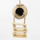 Hamster Coconut Cave Hide with Ladder, Reptile Coco Shell Hut Hideout, Gerbils Mice Small Animals House Pet Cage Habitat Decor In Australia - Darrahopens