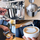 304 Stainless Steel Milk Frothing Pitcher 350ml+Pull flower needle, Espresso Steaming Pitcher with Decorating Pen for Espresso Machines, Cappuccino In Australia - Darrahopens