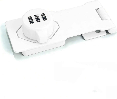 Mechanical Password Rotary Hasp Locks, Cabinet Locks with Combination, Door Security Latch for Small Barn Doors, Cabinets, Gate, Bathroom, Outdoor, Closet, Fence (3.5-inch two hole white screw installation) In Australia - Darrahopens