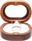 2pcs Oval Small Walnut Wooden Ring Box for 2 Rings, Ring Holder for Engagement Wedding Ceremony Marriage Birthday (white open window) In Australia - Darrahopens