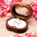 2pcs Oval Small Walnut Wooden Ring Box for 2 Rings, Ring Holder for Engagement Wedding Ceremony Marriage Birthday (white open window) In Australia - Darrahopens