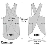 Drawing apron, female art student, artistic floral apron, coffee shop bookstore work uniform Linen Cotton Cross Back Pinafore Apron（grey） In Australia - Darrahopens