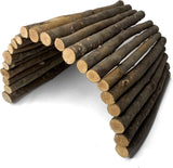 Wooden DIY Toy Rodents Chewing & Climbing Bridge Chinchillas Cage Tunnel/Hideout/Hut/Ramp/Divider for Small Animal Guinea Pig（17*28 natural wood color） In Australia - Darrahopens