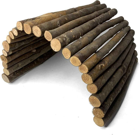 Wooden DIY Toy Rodents Chewing & Climbing Bridge Chinchillas Cage Tunnel/Hideout/Hut/Ramp/Divider for Small Animal Guinea Pig（17*28 natural wood color） In Australia - Darrahopens