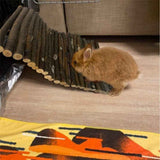 Wooden DIY Toy Rodents Chewing & Climbing Bridge Chinchillas Cage Tunnel/Hideout/Hut/Ramp/Divider for Small Animal Guinea Pig（17*28 natural wood color） In Australia - Darrahopens