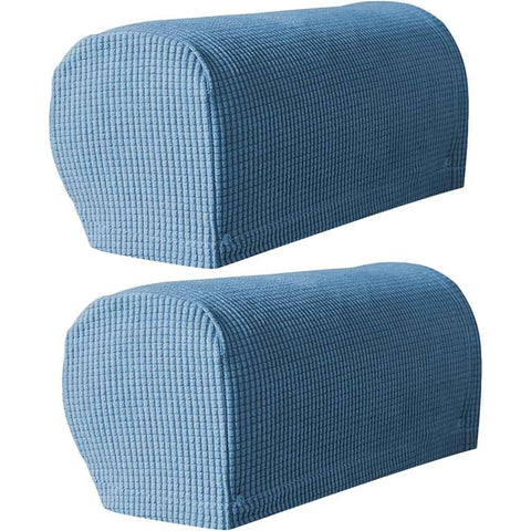 2 Pcs Plaid Stretch Armrest Covers Solid Color Non-Slip Arm Covers for Chairs Couch Sofa Armchair Slipcovers for Recliner Sofa with Twist Pins, denim blue In Australia - Darrahopens