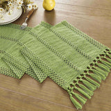 Cotton and linen table flag knotted tassel, Green Table Runners , Farmhouse Woven Home Decor, 30*140cm, Green In Australia - Darrahopens