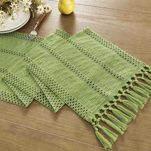 Cotton and linen table flag knotted tassel, Green Table Runners , Farmhouse Woven Home Decor, 30*140cm, Green In Australia - Darrahopens
