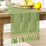Cotton and linen table flag knotted tassel, Green Table Runners , Farmhouse Woven Home Decor, 30*140cm, Green In Australia - Darrahopens