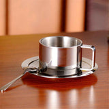 Stainless Steel Coffee Cup Set,, three piece set  Insulated Coffee Cup Set Double Walled Mugs Milk Tea With Spoon Saucer for Coffee Latte Tea Milk In Australia - Darrahopens