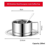 Stainless Steel Coffee Cup Set,, three piece set  Insulated Coffee Cup Set Double Walled Mugs Milk Tea With Spoon Saucer for Coffee Latte Tea Milk In Australia - Darrahopens