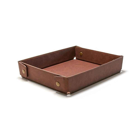 PU Leather Valet Tray Nightstand Desk Organizer for Men Women Home Office Phone Watch Jewelry Glasses Keys Coins Storage（Light brown large size） In Australia - Darrahopens