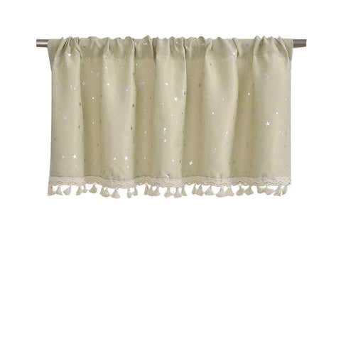 Kitchen Valance Curtain Star Pattern Short Cafe Curtain for and Cabinets Lightweight Easy to Install Boho Decor（beige 76cm*60cm） In Australia - Darrahopens