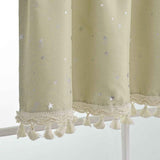 Kitchen Valance Curtain Star Pattern Short Cafe Curtain for and Cabinets Lightweight Easy to Install Boho Decor（beige 76cm*60cm） In Australia - Darrahopens