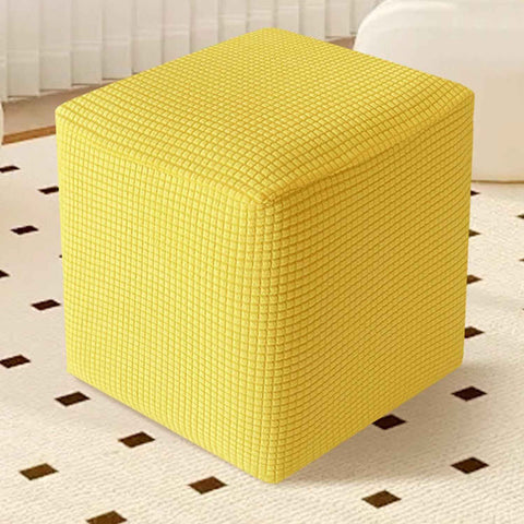 Square Cover  Stretch Polyester Washable Elastic Foot Stool Foot Rest Protector for Living Room Bedroom（Yellow-30*30*30） In Australia - Darrahopens