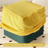 Square Cover  Stretch Polyester Washable Elastic Foot Stool Foot Rest Protector for Living Room Bedroom（Yellow-30*30*30） In Australia - Darrahopens