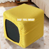 Square Cover  Stretch Polyester Washable Elastic Foot Stool Foot Rest Protector for Living Room Bedroom（Yellow-30*30*30） In Australia - Darrahopens