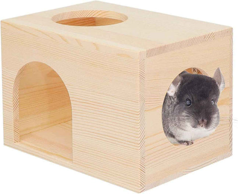 Pet Totoro Cabin - Natural Wooden Small Animal Hiding Place for Totoro Squirrels Square Evacuation House In Australia - Darrahopens