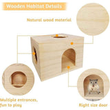 Pet Totoro Cabin - Natural Wooden Small Animal Hiding Place for Totoro Squirrels Square Evacuation House In Australia - Darrahopens
