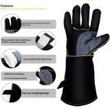 Fireproof Gloves Heat & Fire Resistant Leather Welding Gloves Non Slip Mitts for Fireplace, Stove, Oven, Grill, Welding, BBQ, Pot Holder, Animal Handling（14in） In Australia - Darrahopens