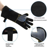 Fireproof Gloves Heat & Fire Resistant Leather Welding Gloves Non Slip Mitts for Fireplace, Stove, Oven, Grill, Welding, BBQ, Pot Holder, Animal Handling（14in） In Australia - Darrahopens