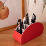 Remote Control Holders Organizer Box with 5 Compartment PU Leather Multi-functional Office Desk Storage Caddy Store Tv Remote for Media Player,Brush,Pencil,Glassees&Office Supplies (Red) In Australia - Darrahopens
